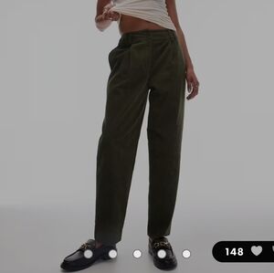 Top Shop Peg Corduroy Trousers Wide Leg Olive Green US 8 / EU 40 NWT*